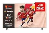 TCL 55V6B 55" 4K Ultra HD, HDR TV, Smart TV Powered by Google TV (Dolby Audio, Motion Clarity, control por voz, compatible con Google Assistant, Chromecast integrado)