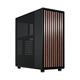 Fractal Design North Charcoal Black - Wood Walnut Front - Mesh Side Panels - Two 140mm Aspect PWM Fans Included - Intuitive Interior Layout Design - ATX Mid Tower PC Gaming Case